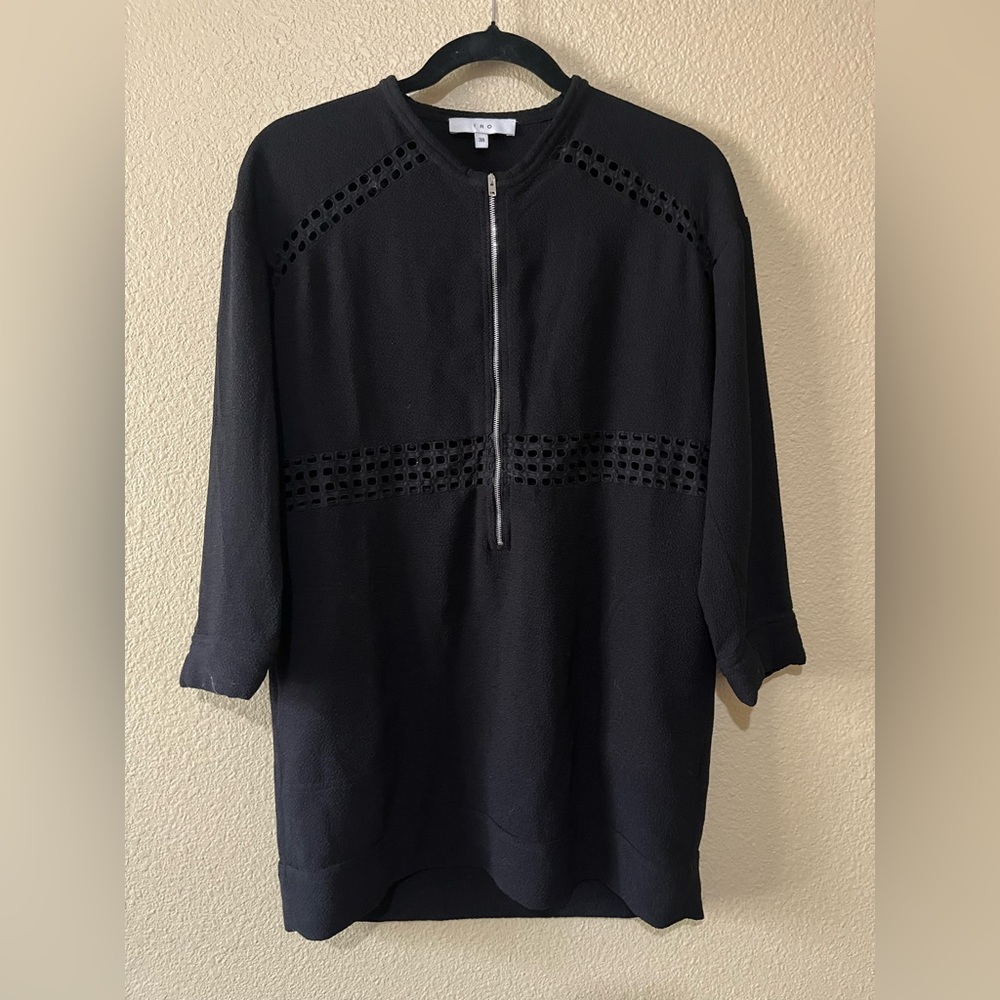 IRO Bret Crepe Partial Zip Sheer Top size 38 (6)